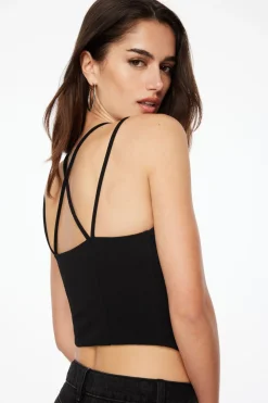 Tees & Tanks | Sleeveless Tops-Dynamite Multi Strap Corset Top Black