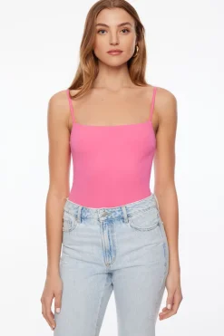 Bodysuits-Dynamite Mylah Sculpt Open Back Bodysuit Pink