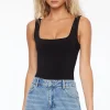 Tees & Tanks | Bodysuits-Dynamite Nessa Sculpt Sleeveless Bodysuit Black