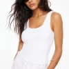 Bodysuits-Dynamite Nessa Sleeveless Ribbed Bodysuit White