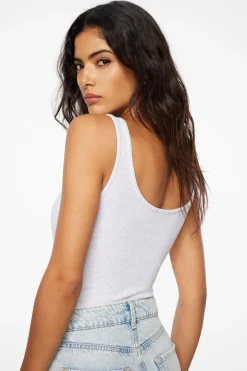 Bodysuits-Dynamite Nessa Sleeveless Ribbed Bodysuit Grey