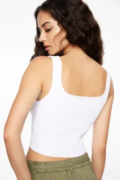 Sweaters & Cardigans | Sweaters-Dynamite Nylon Sweater Tank Top White