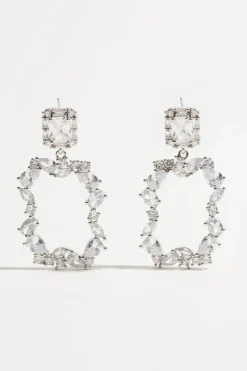 Earrings-Dynamite Oblong Gem Chandelier Earrings Gray