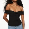 Blouses & Tops | Blouses & Tops-Dynamite Off Shoulder Buttoned Vest Black
