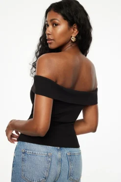 Blouses & Tops | Blouses & Tops-Dynamite Off Shoulder Buttoned Vest Black