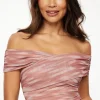 Tees & Tanks | Tees & Tanks-Dynamite Off Shoulder Cross Over Top Pink
