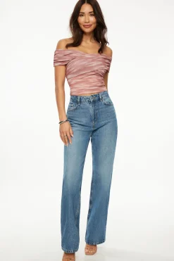 Tees & Tanks | Tees & Tanks-Dynamite Off Shoulder Cross Over Top Pink
