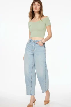 Tees & Tanks | Sweaters & Cardigans-Dynamite Off Shoulder Knit Top Green