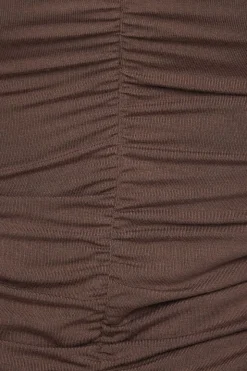 Tees & Tanks | Tees & Tanks-Dynamite Off Shoulder Ruched Top Brown
