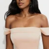 Blouses & Tops | Blouses & Tops-Dynamite Off Shoulder Satin Tank Top Brown