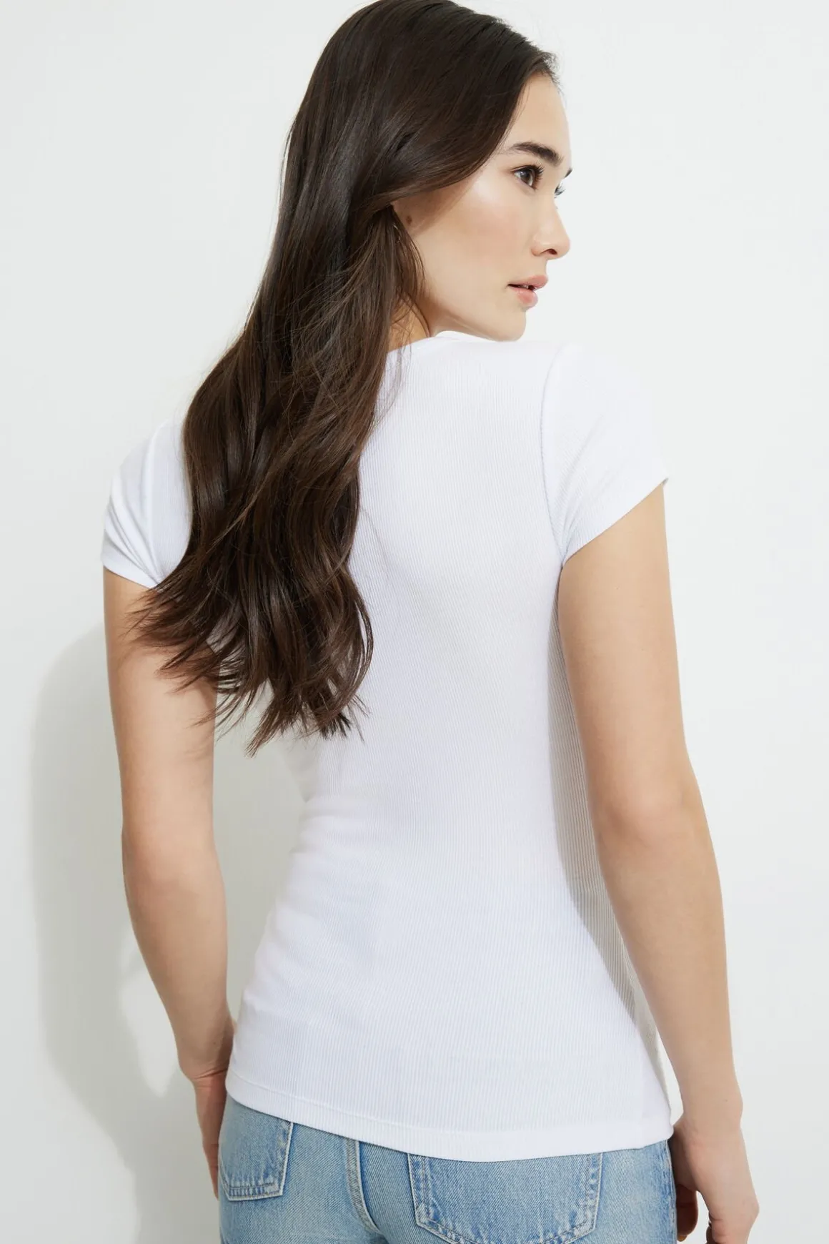 Tees & Tanks | Tees & Tanks-Dynamite Olive Ribbed Crewneck T-Shirt White