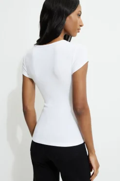 Tees & Tanks | Tees & Tanks-Dynamite Olive Ribbed Hip T Shirt White