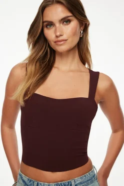 Blouses & Tops | Blouses & Tops-Dynamite Open Back Corset Top Burgundy