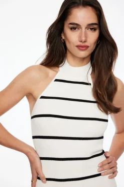 Dresses & Jumpsuits | Mini Dresses-Dynamite Open Back Halter Knit Mini Dress White