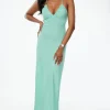 Dresses & Jumpsuits | Midi & Maxi Dresses-Dynamite Open Back Linen Halter Dress Green