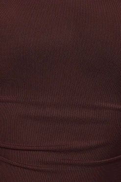 Tees & Tanks | Online Exclusives-Dynamite Open Back Mesh Bodysuit Burgundy