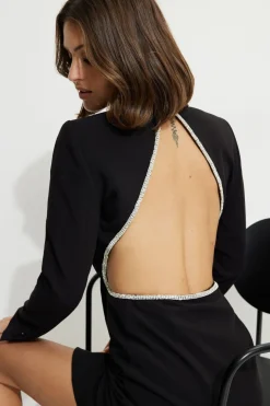 Dresses & Jumpsuits | New Dresses-Dynamite Open Back Rhinestone Romper Black