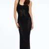 Dresses & Jumpsuits | Midi & Maxi Dresses-Dynamite Open Knit V-Neck Maxi Dress Black