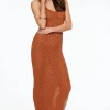 Dresses & Jumpsuits | Sweater Dresses-Dynamite Open Knit V-Neck Maxi Dress Brown