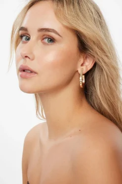 Earrings-Dynamite Open Loop Hoop Earrings Yellow