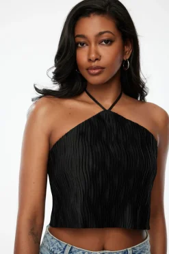 Tees & Tanks | Sleeveless Tops-Dynamite Open-Back Halter Top Black
