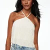 Tees & Tanks | Sleeveless Tops-Dynamite Open-Back Halter Top White