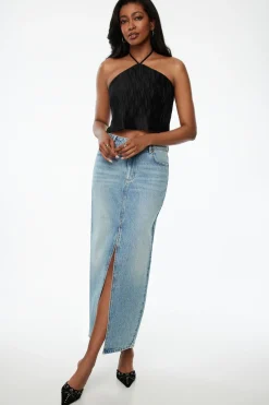 Tees & Tanks | Sleeveless Tops-Dynamite Open-Back Halter Top Black