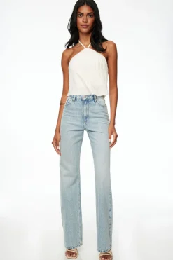 Tees & Tanks | Sleeveless Tops-Dynamite Open-Back Halter Top White
