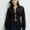 Blouses & Tops | Blouses & Tops-Dynamite Organza Flyaway Blouse Black