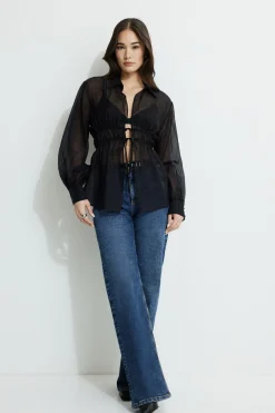 Blouses & Tops | Blouses & Tops-Dynamite Organza Flyaway Blouse Black