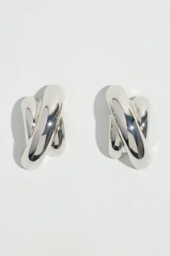 Earrings-Dynamite Oversized Double Cross Earrings Grey