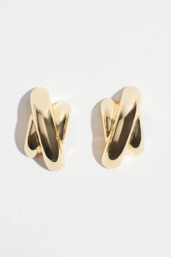 Earrings-Dynamite Oversized Double Cross Earrings Yellow