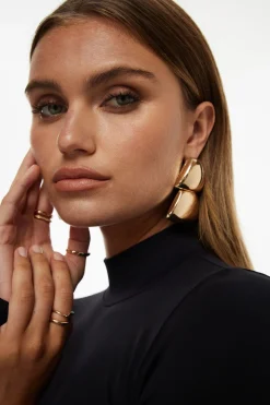 Earrings-Dynamite Oversized Double Trapezoid Earrings Yellow