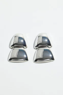 Earrings-Dynamite Oversized Double Trapezoid Earrings Gray