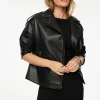 Coats & Jackets | Classic Coats-Dynamite Oversized Faux Leather Biker Jacket Black