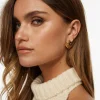 Earrings-Dynamite Oversized Hammered Heart Earrings Yellow