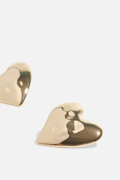 Earrings-Dynamite Oversized Hammered Heart Earrings Yellow