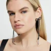 Earrings-Dynamite Oversized Hanging Gem Bow Earrings Black