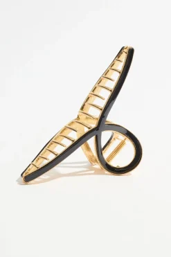 Hair Accessories-Dynamite Oversized Loop Claw Hair Clip Black