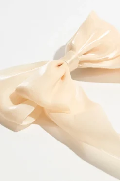 Hair Accessories-Dynamite Oversized Organza Bow Hair Clip White