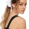 Hair Accessories-Dynamite Oversized  Satin Scrunchie White