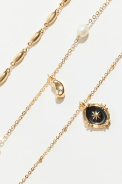 Necklaces-Dynamite 3-Pack Celestial Charms & Pearl Necklaces White