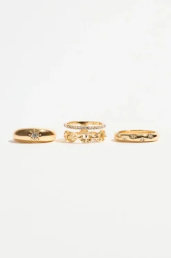 Rings-Dynamite 4-Pack Chain Link & Star Rings White