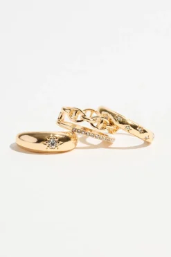 Rings-Dynamite 4-Pack Chain Link & Star Rings White