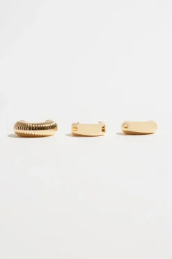 Earrings-Dynamite 3-Pack Chunky Texture Hoops Yellow