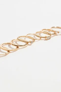 Rings-Dynamite 9-Pack Delicate Gemmed Rings White