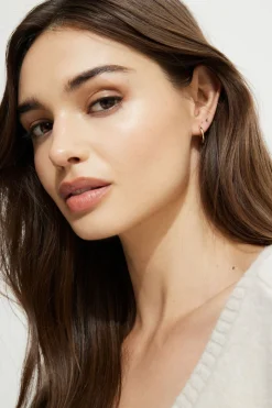 Earrings-Dynamite 3-Pack Delicate Linear Hoop Earrings White