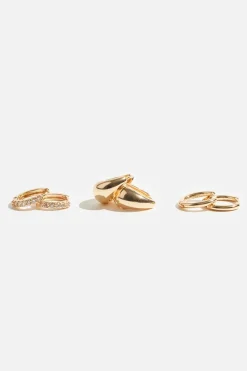Earrings-Dynamite 3-Pack Delicate Linear Hoop Earrings White