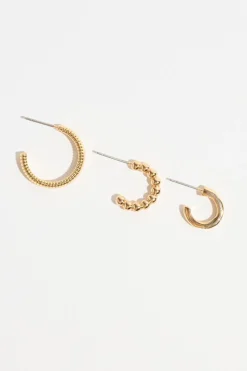 Earrings-Dynamite 3-Pack Gradient Vintage Hoop Earrings White