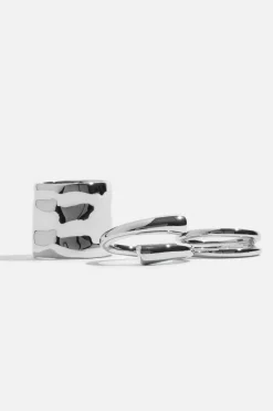 Rings-Dynamite 3-Pack Hammered Band Rings Grey